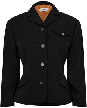 Versace Waist-Hugging Single- Suit Jacket - Black