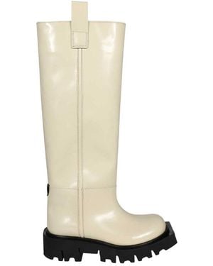 MSGM Square-Toe Chunky-Sole Boots - White