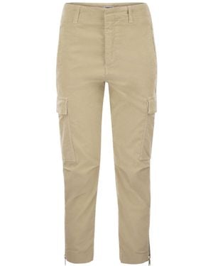 Dondup Eve Velvet Cargo Trousers - Natural