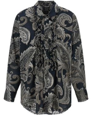 R13 Ruffled Paisley-Print Shirt - Grey