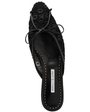 Manolo Blahnik Bow-Tie Flat Shoes - Black
