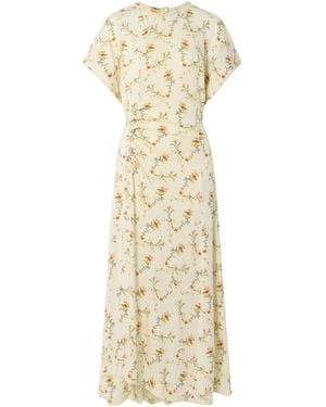 Rabanne Floral-Print Ruched Midi Dress - Metallic