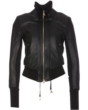 Patrizia Pepe Long Sleeve Leather Jacket - Black