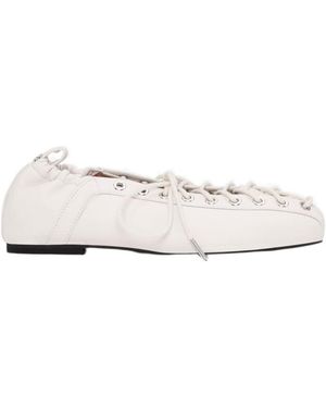Ganni Lace-Up Ballet Shoes - Natural