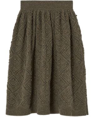 Loro Piana Cashmere Knitted Midi Skirt - Green