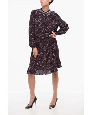 DSquared² Pleated Dress With Strass Collar - Purple
