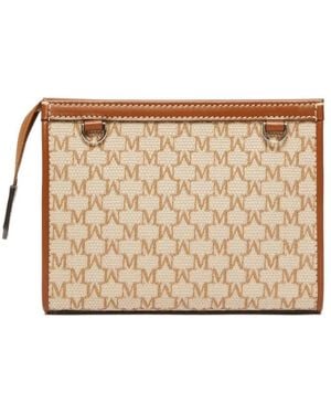 Max Mara Logo Plaque Zip-Up Clutch Bag - Natural