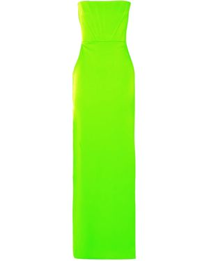 Alex Perry Strapless Fluorescent Satin Crepe Maxi Dress - Green