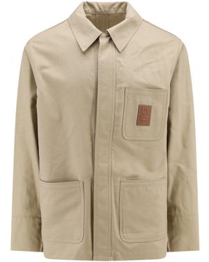 Ferragamo Ferragamo Logo Patch Long-Sleeved Jacket - Natural