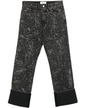 Coperni Crystal-Embellished Boyfriend Jeans - Gray