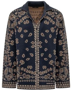 Alanui Bandana Jacquard Polo Shirt - Black
