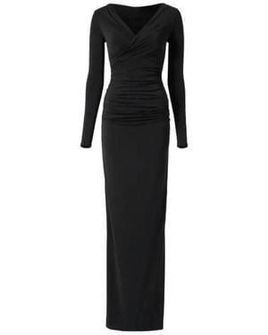 Jacquemus The Rita Long-Sleeve V-Neck Maxi Dress - Black