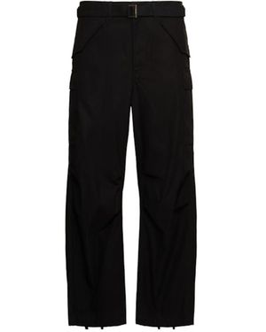 Sacai Pantalones De Sarga De Algodón - Black