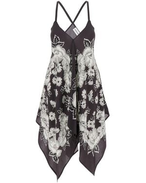 P.A.R.O.S.H. Floral Print V-Neck Dress - White