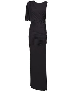 Roberto Cavalli Draped One-Shoulder Dress - Black