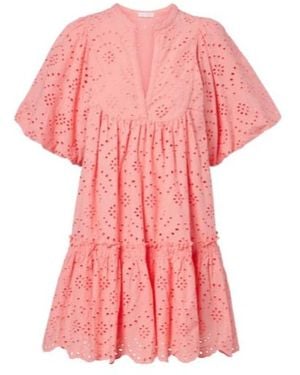 Poupette Cruz Broderie Anglaise Cotton Minidress - Pink