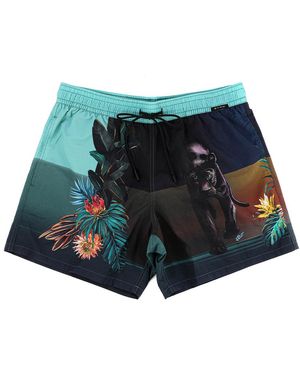Etro Graphic-Print Drawstring Swim Shorts - Blue