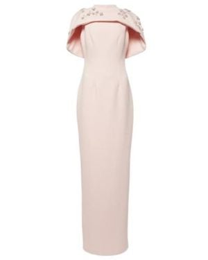 Safiyaa Embellished Caped Crêpe Gown - Pink