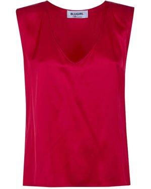 Blugirl Blumarine V-Neck Sleeveless Top - Red