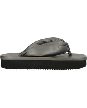 Rick Owens Metallic Flip-Flops With Flat Soles - Gray