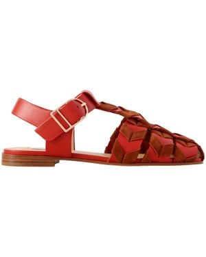 Gabriela Hearst Willow Suede-Trimmed Leather Sandals - Red