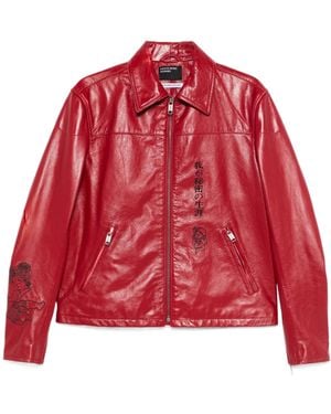 Enfants Riches Deprimes Long Sleeve Leather Jacket - Red