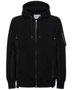Sacai Drawstring Hooded Hoodie - Black