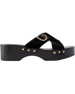 Ancient Greek Sandals Studded Leather Clogs - Black