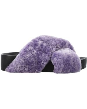 Jil Sander Shearling Open-Toe Sandals - Purple