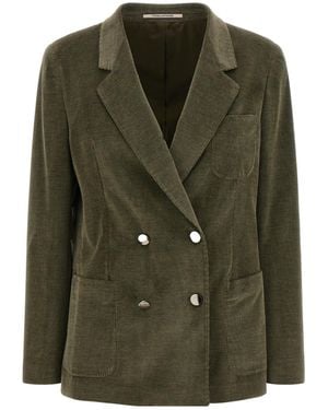 Tagliatore Double-Breasted Corduroy Blazer - Green