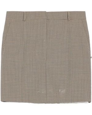 Sportmax Checked Mini Skirt - Brown