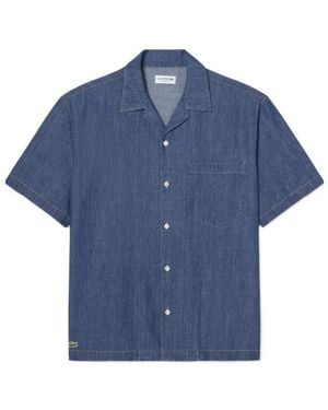 Lacoste Relaxed Fit Open Neck Denim Shirt - Blue
