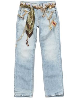Acne Studios Printed Cotton Canvas Jeans - Blue
