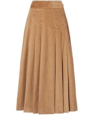 Gabriela Hearst Wesley Pleated Cotton Corduroy Midi Skirt - Brown