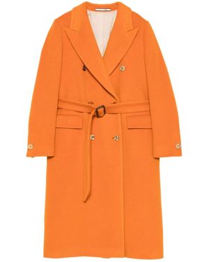 Tagliatore Belted Double-Breasted Coat - Orange