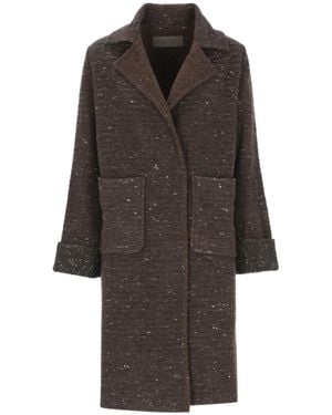 D.exterior Sequin Detail Single-Breasted Coat - Brown