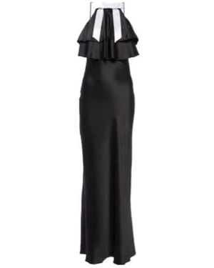Rodarte Bow-Detail Halterneck Silk Satin Gown - Black