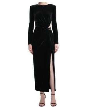 Self-Portrait Velvet Embellished Midi Dress - Black