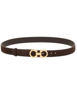 Ferragamo Adjustable Gancini Belt - White