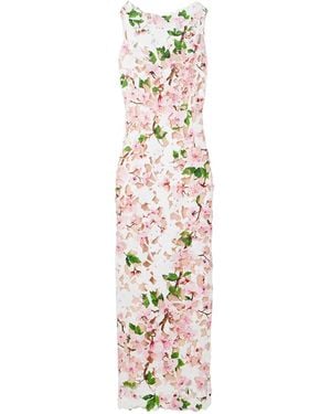 Oscar de la Renta Floral-Print Guipure Lace Gown - White