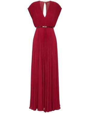 Max Mara Long Sable Georgette Dress - Red