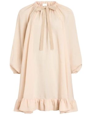Patou Striped-Pattern Tie-Neck Mini Dress - Natural