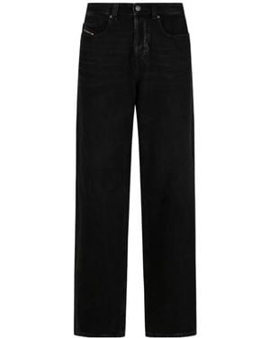 DIESEL Logo-Patch Straight-Leg Jeans - Black