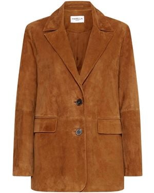Marella Semi-Fitted Suede Blazer - Brown
