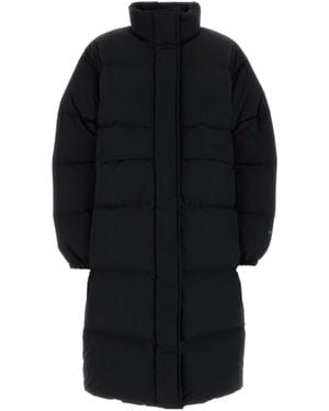 Jil Sander Long-Sleeved Stand-Up Collar Cotton Coat - Black