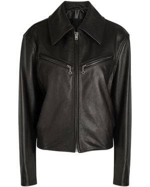 Lemaire Long-Sleeved Leather Jacket - Black