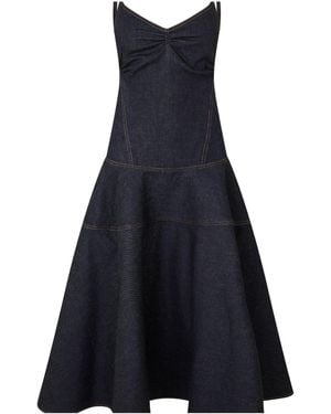 Jacquemus Denim Camisole Midiflared Dress - Blue