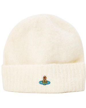 Vivienne Westwood Viv Beanie Knitted Hat - White