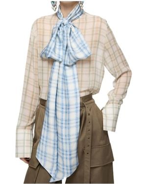 Acne Studios Checked Scarf-Collar Shirt - Blue