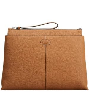 Tod's Di Leather Clutch Bag - Brown